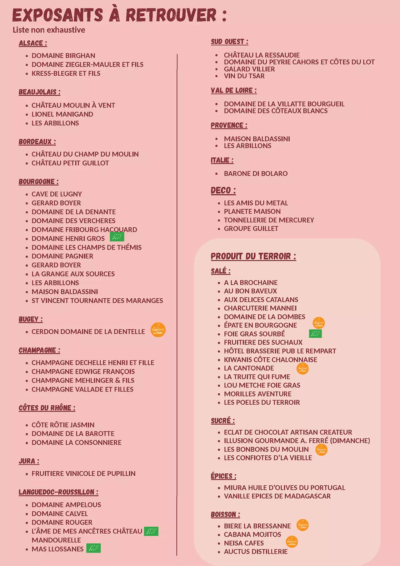 exposants et programme